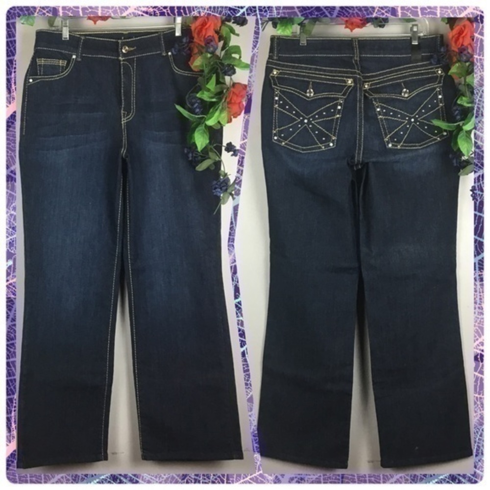 NWOT X TEN DENIM USA Dark Wash Boot Cut Jeans Size 16